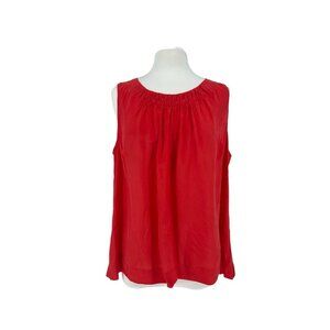 Sejour Women's Sleeveless Pleat Shell Top-Red Zip Back- Viscose/Silk Size 18W